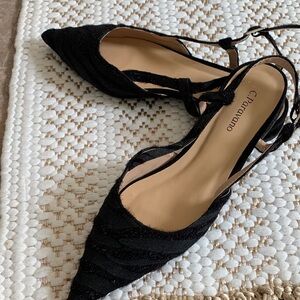 C Paravano Black kitten heels pointed toe textured zebra 6.5 euro 37 New